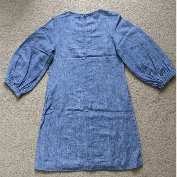 Gorman Floral Embroidery Blue Denim Linen Dress - XS - Picture 4 of 4